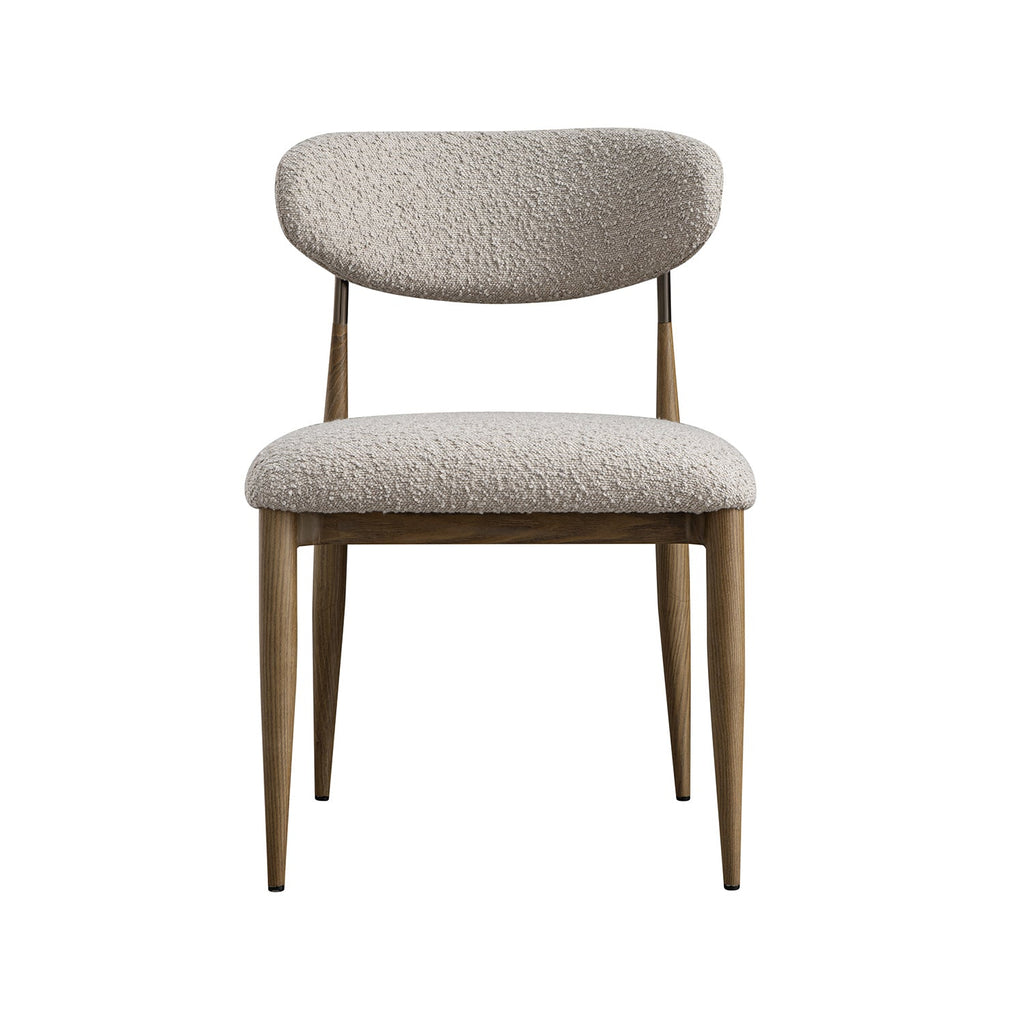 Dagmar Set of 2 Dining Chairs, Light Taupe Boucle | Silver Oak Frame