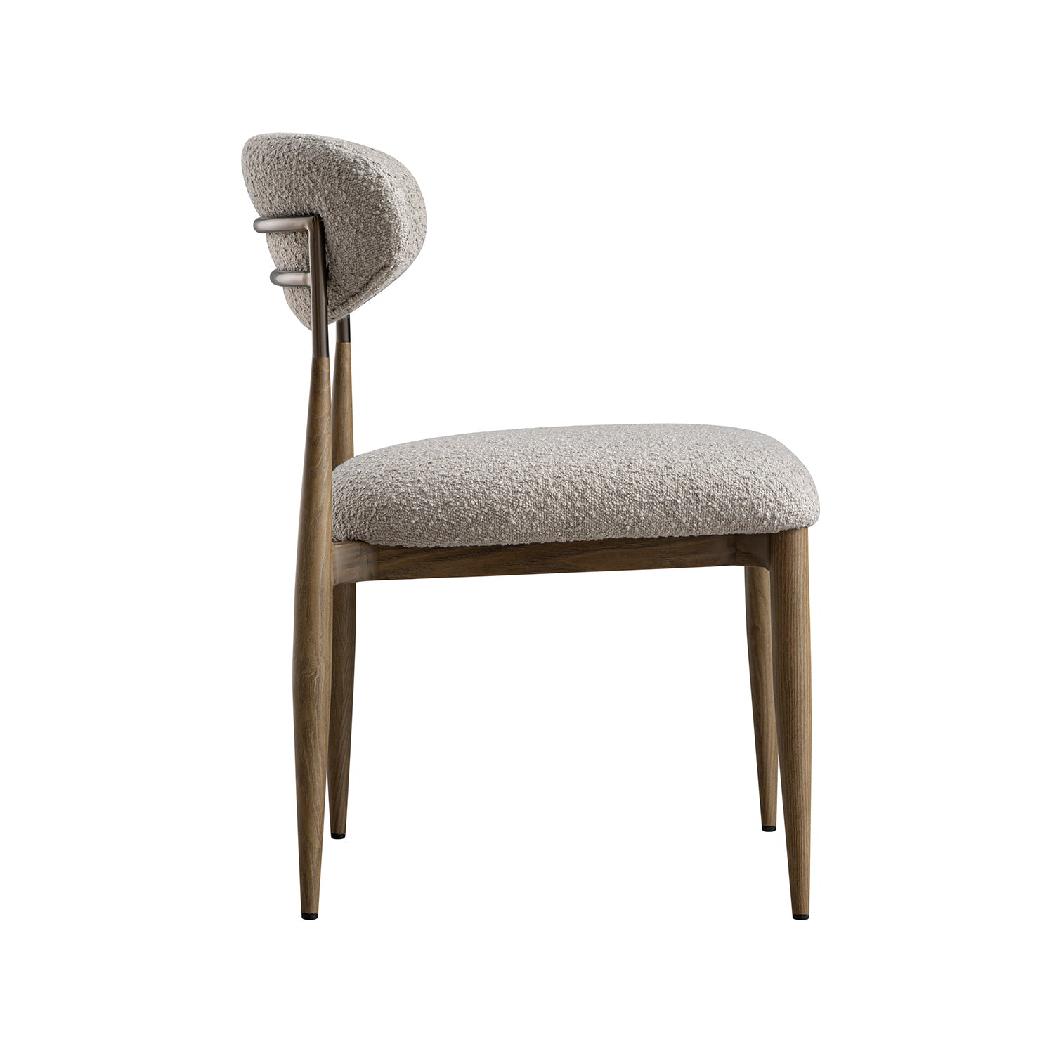 Dagmar Set of 2 Dining Chairs, Light Taupe Boucle | Silver Oak Frame