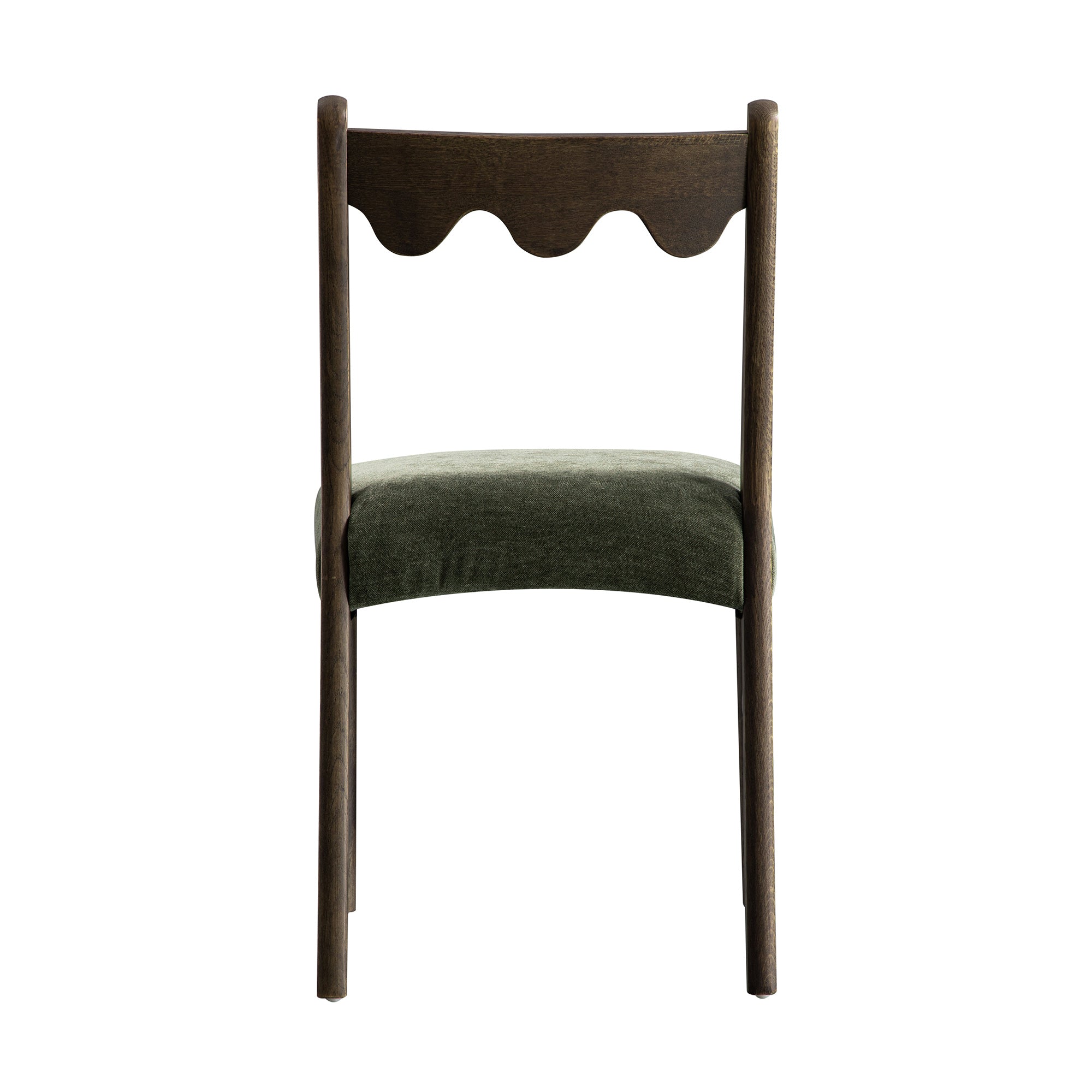 Ludlow Set of 2 Dining Chairs, Forest Green Chenille | Dark Walnut