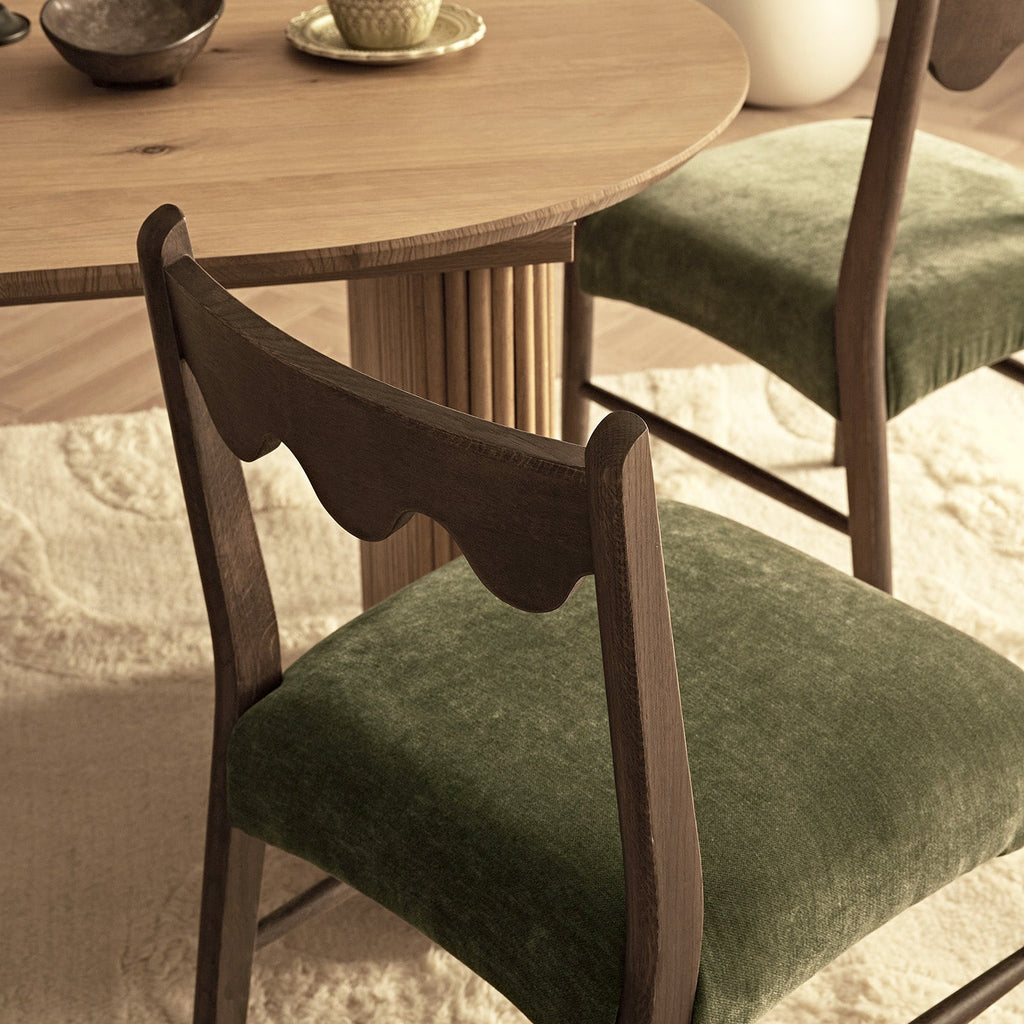 Ludlow Set of 2 Dining Chairs, Forest Green Chenille | Dark Walnut