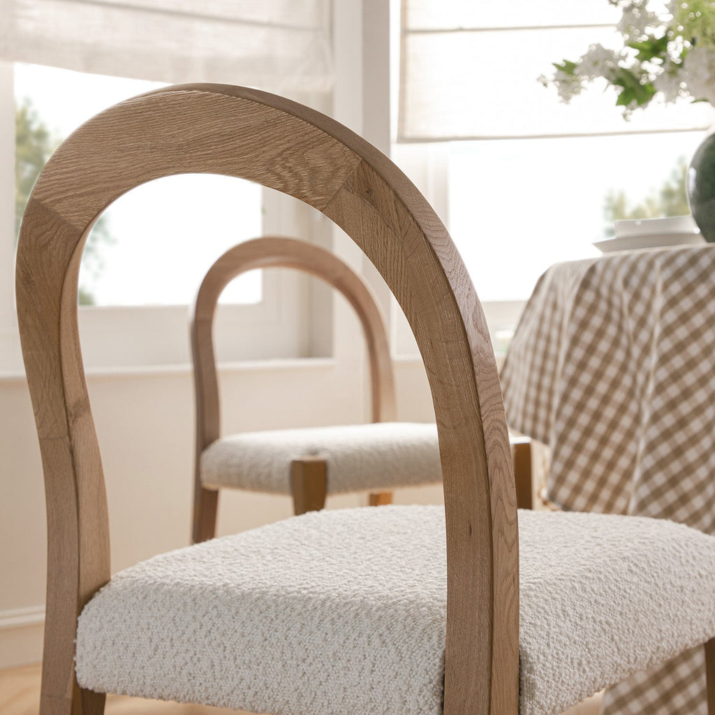 Lumi Dining Chair, Ecru Boucle | Natural Oak Frame