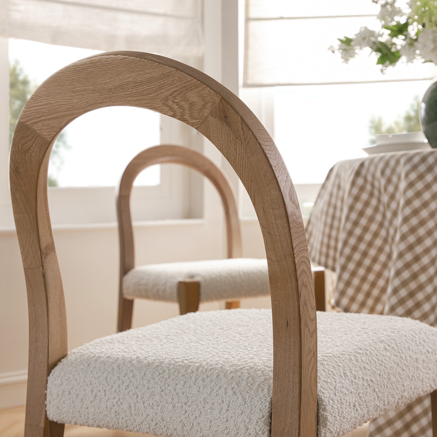 Lumi Dining Chair, Ecru Boucle | Natural Oak Frame