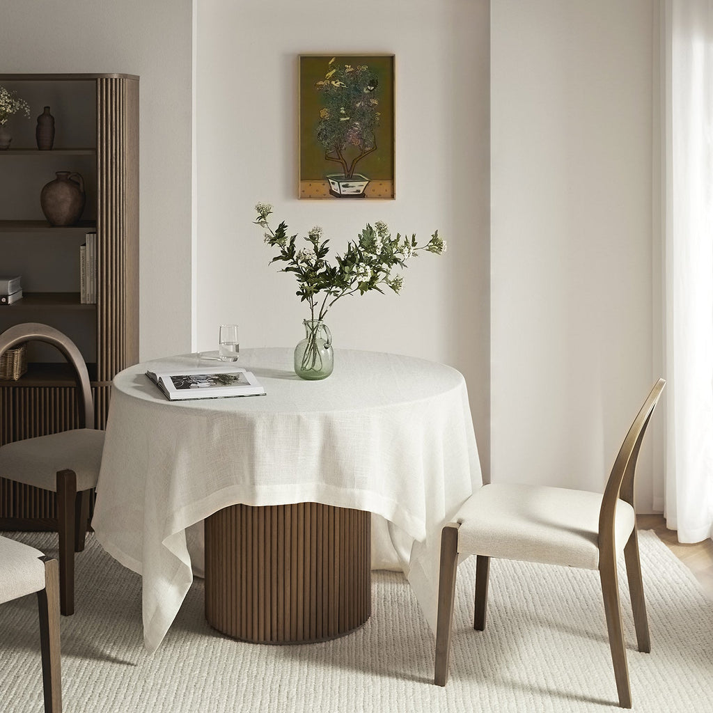 Lumi Dining Chair, Oatmeal Fabric | Silver Oak Frame