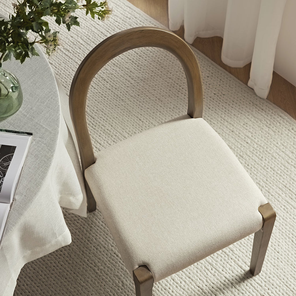 Lumi Dining Chair, Oatmeal Fabric | Silver Oak Frame