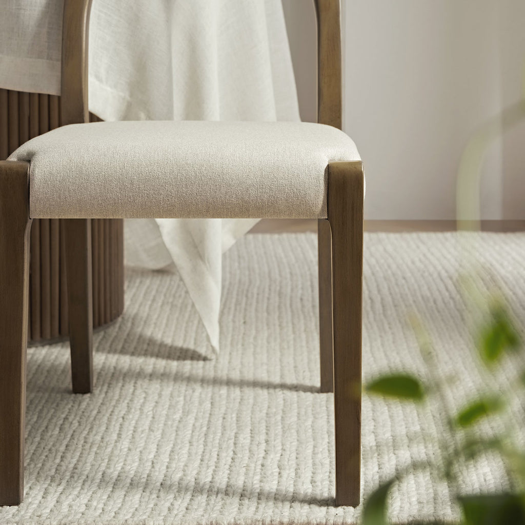 Lumi Dining Chair, Oatmeal Fabric | Silver Oak Frame