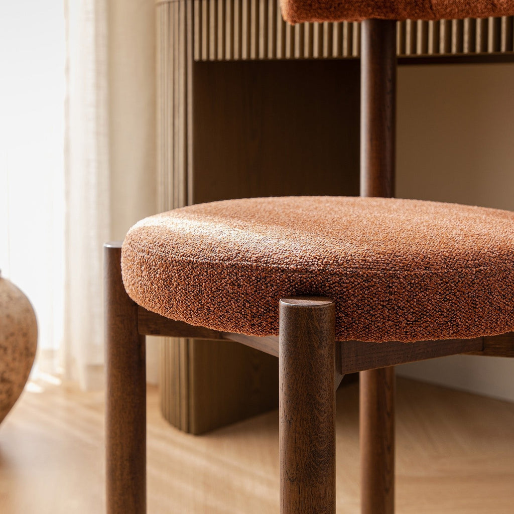 Demeter Dining Chair, Brick Boucle | Dark Walnut Frame