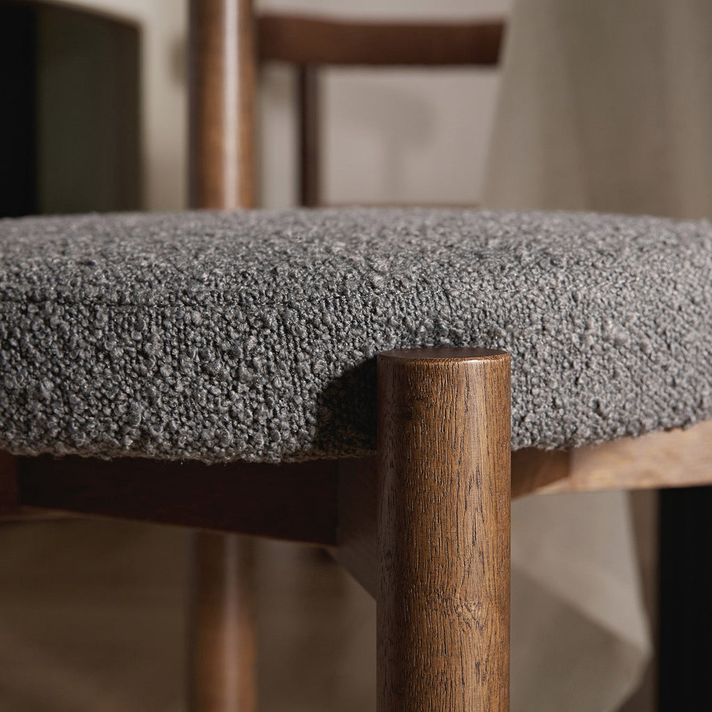 Demeter Dining Chair, Charcoal Boucle | Dark Walnut Frame