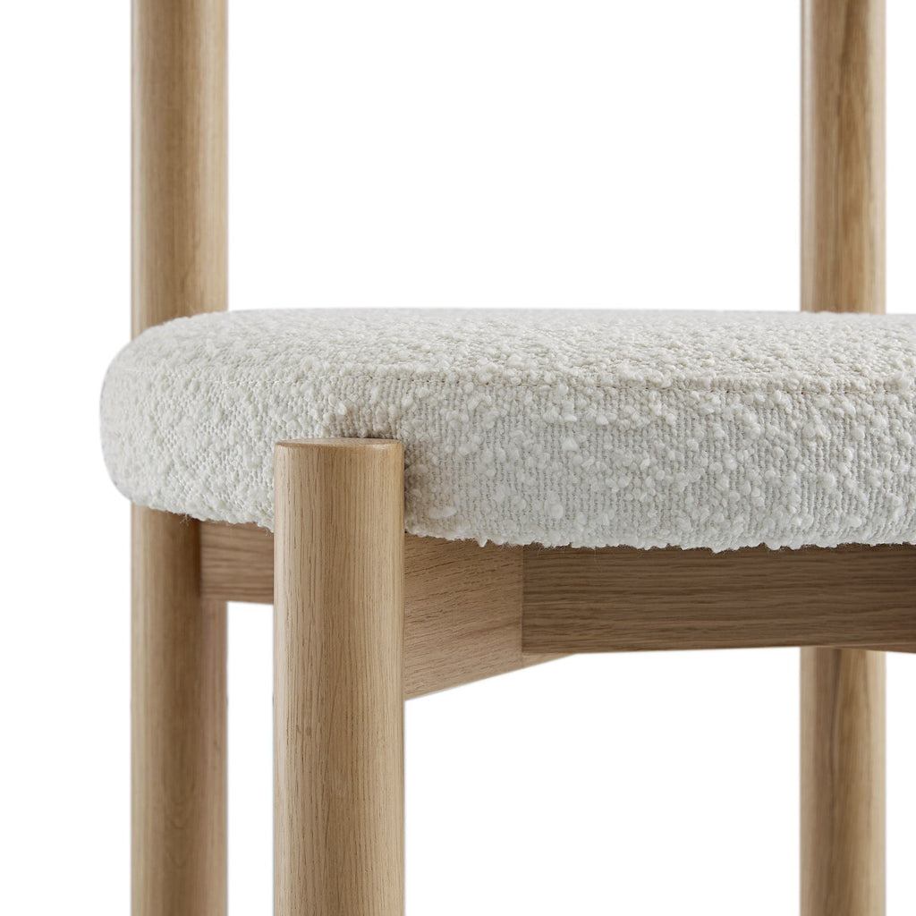 Demeter Dining Chair, Ecru Boucle | Natural Oak Frame