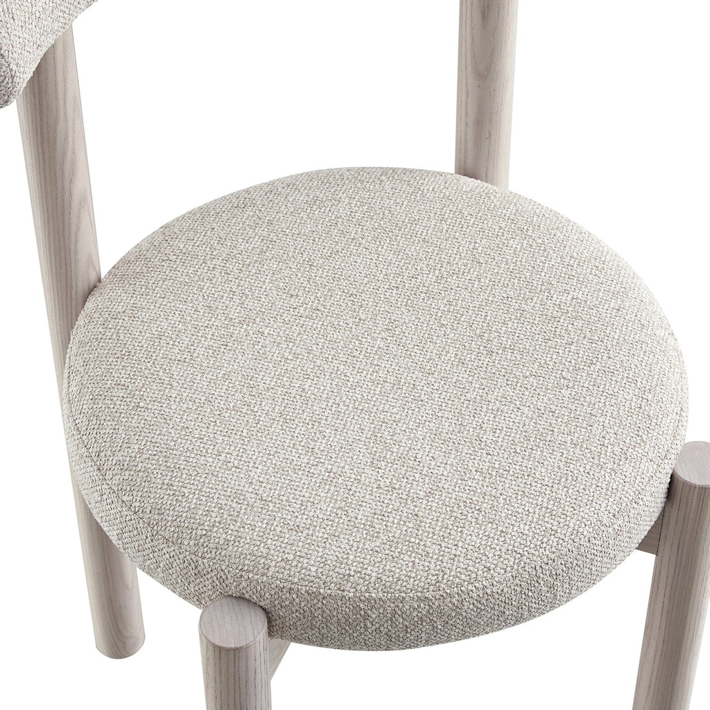 Demeter Dining Chair, Oatmeal Fabric | White Washed Oak Frame