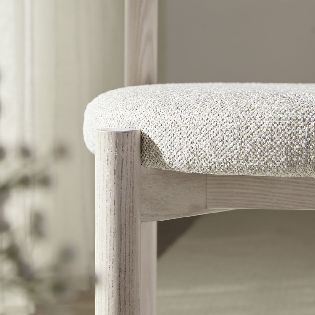 Demeter Dining Chair, Oatmeal Fabric | White Washed Oak Frame