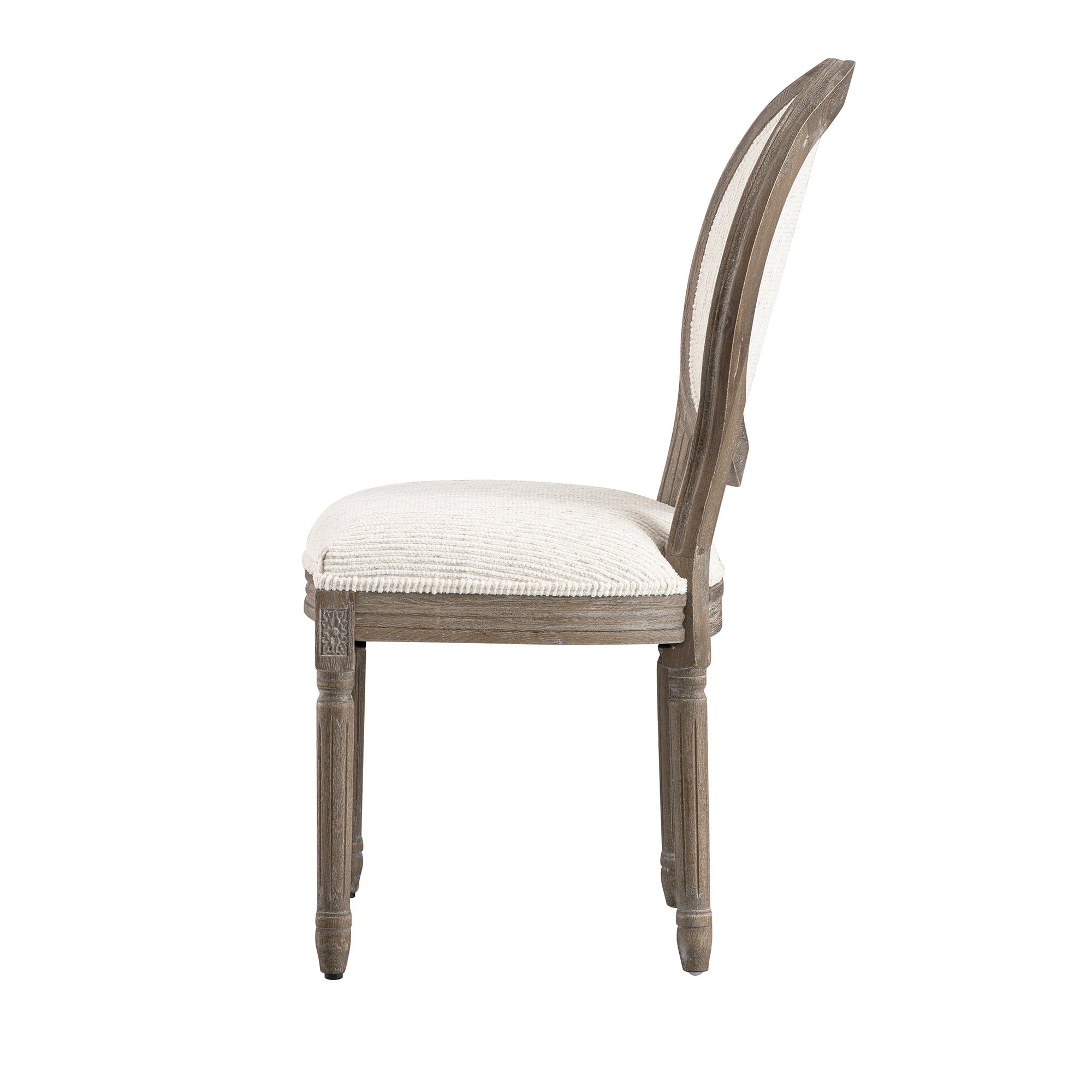 Lainston Set of 2 Classic Weathered Oak Dining Chairs, Beige Textured Fabric
