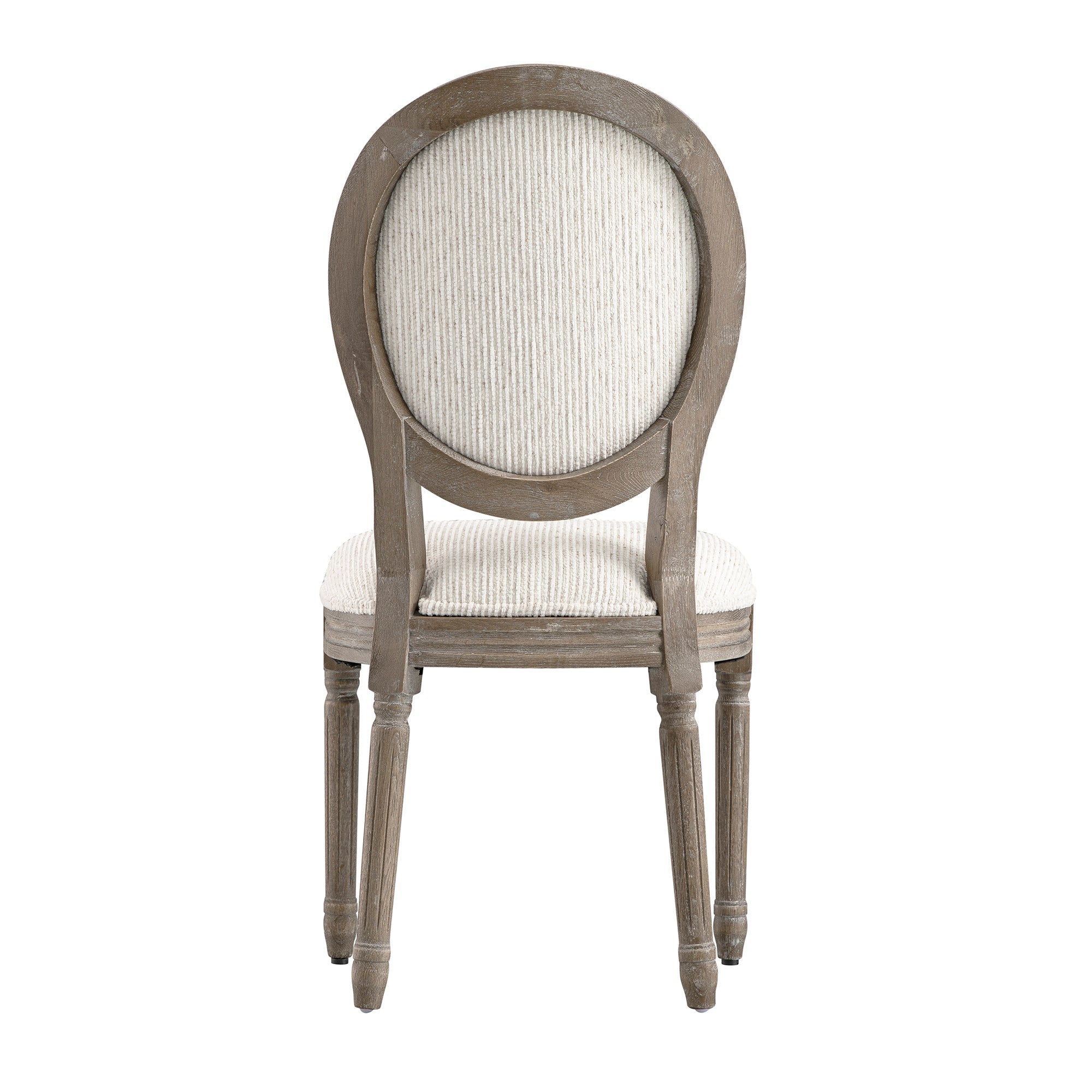 Lainston Set of 2 Classic Weathered Oak Dining Chairs, Beige Textured Fabric