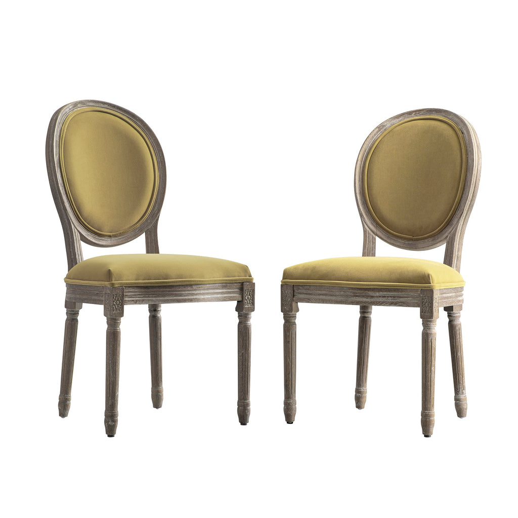 Lainston Set of 2 Classic Weathered Oak Dining Chairs, Fudge Velvet