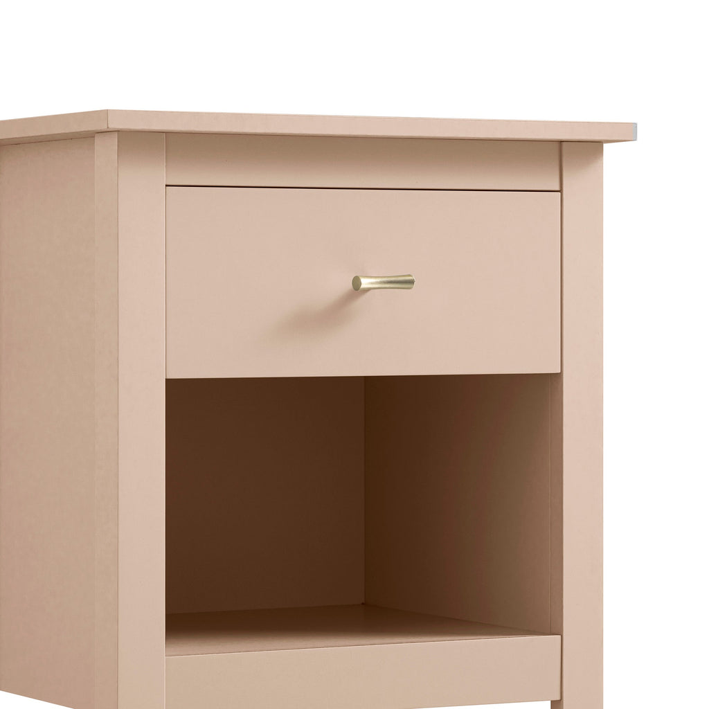 Oakham 1-Drawer Bedside Table, Nude Pink