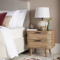 Izzy Curved Rattan 2-Drawer Bedside Table, Natural
