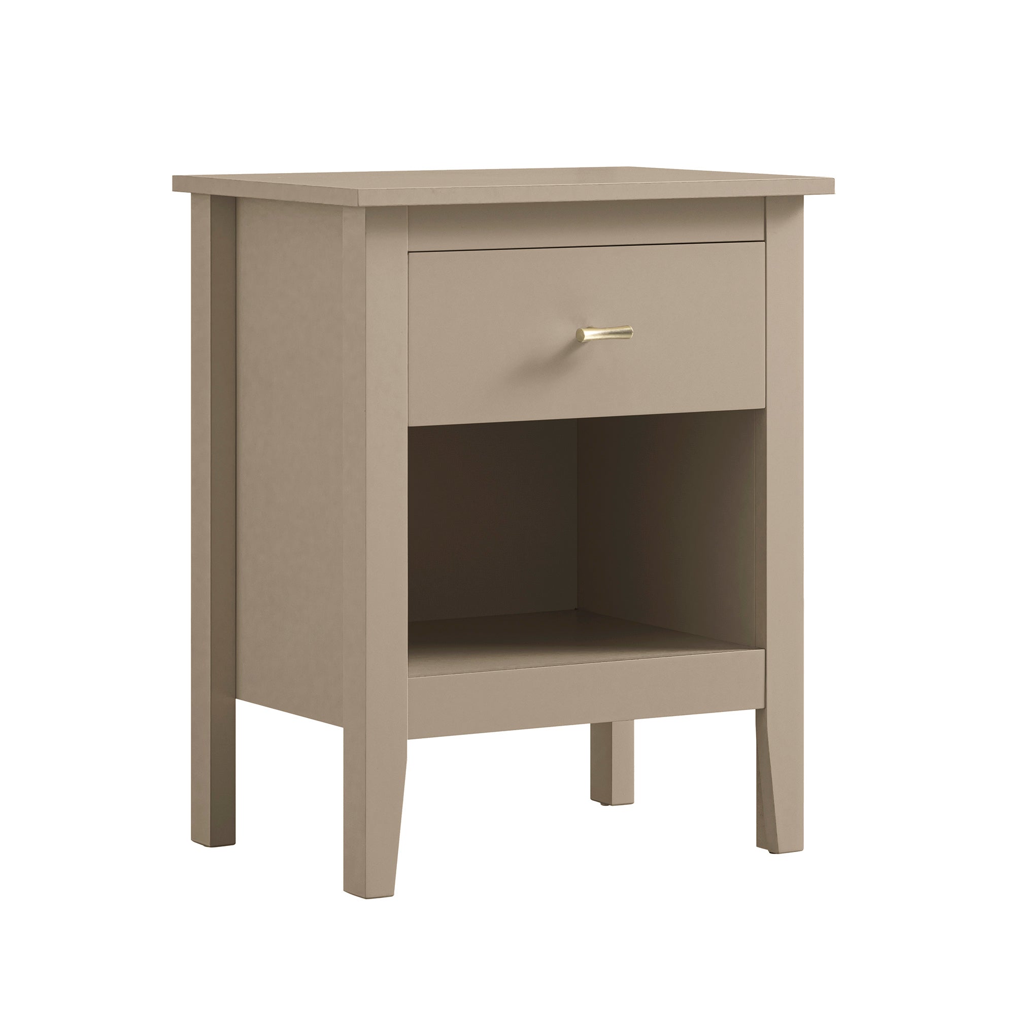 Oakham 1-Drawer Bedside Table, Deep Greige