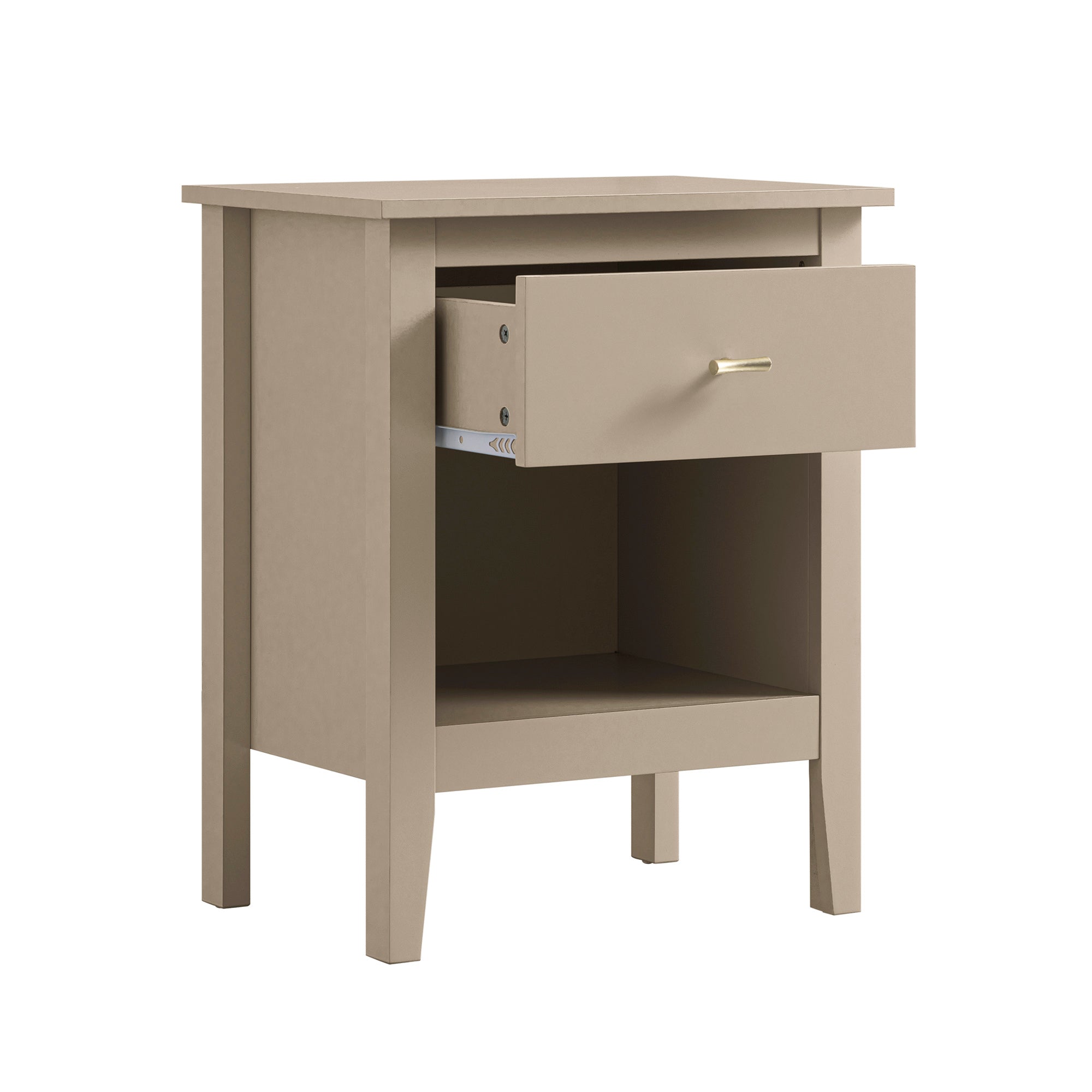 Oakham 1-Drawer Bedside Table, Deep Greige