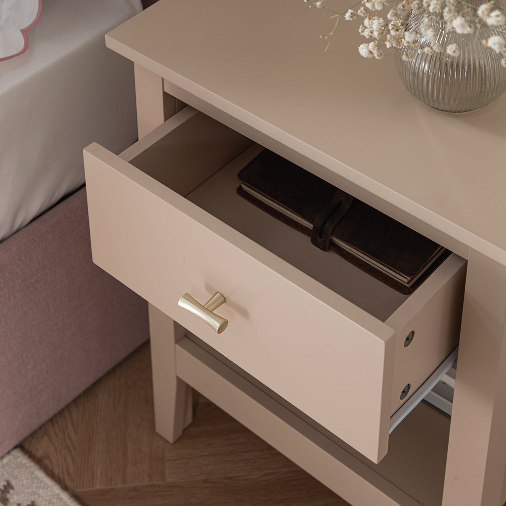 Oakham 1-Drawer Bedside Table, Nude Pink
