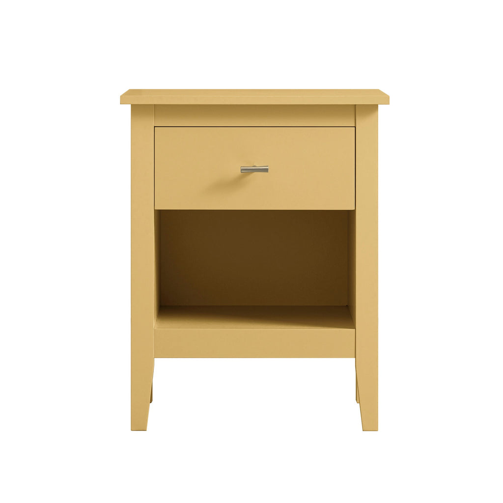 Oakham 1-Drawer Bedside Table, Rattan Yellow
