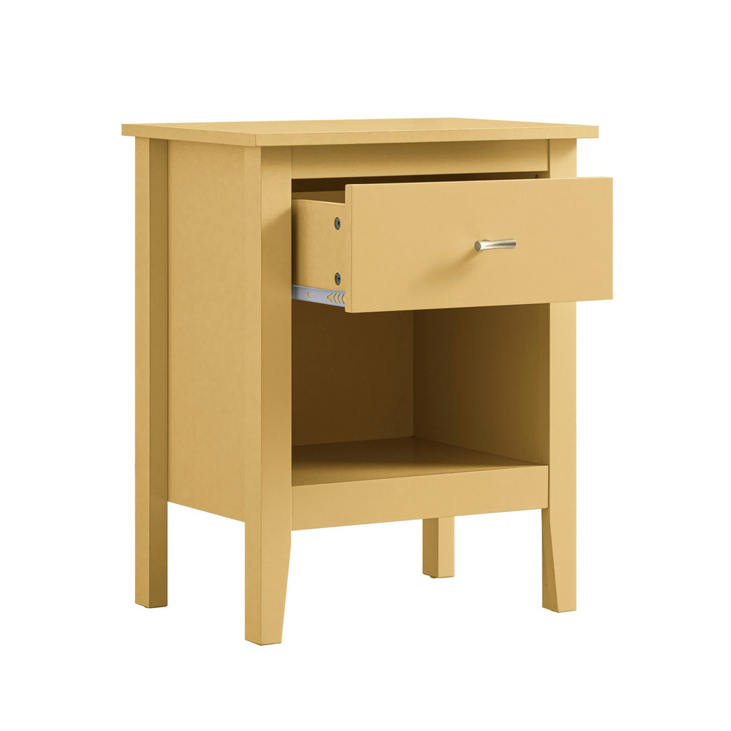 Oakham 1-Drawer Bedside Table, Rattan Yellow