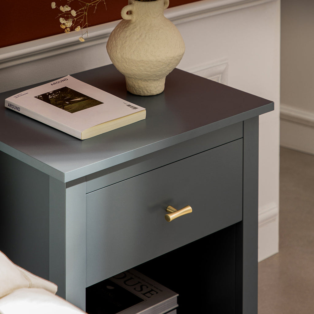 Oakham 1-Drawer Bedside Table, Stormy Blue