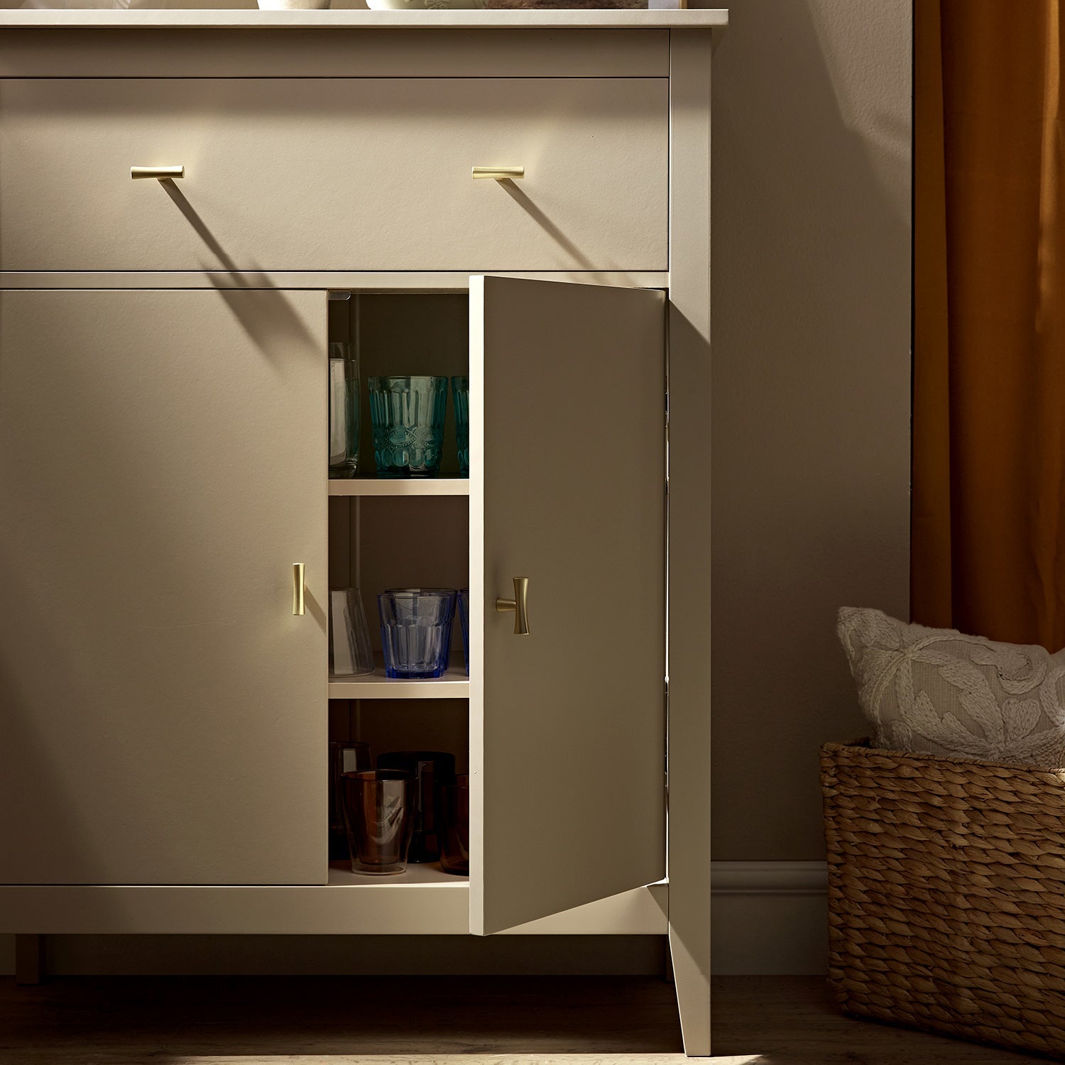 Oakham Small Sideboard with Drawer, Deep Greige