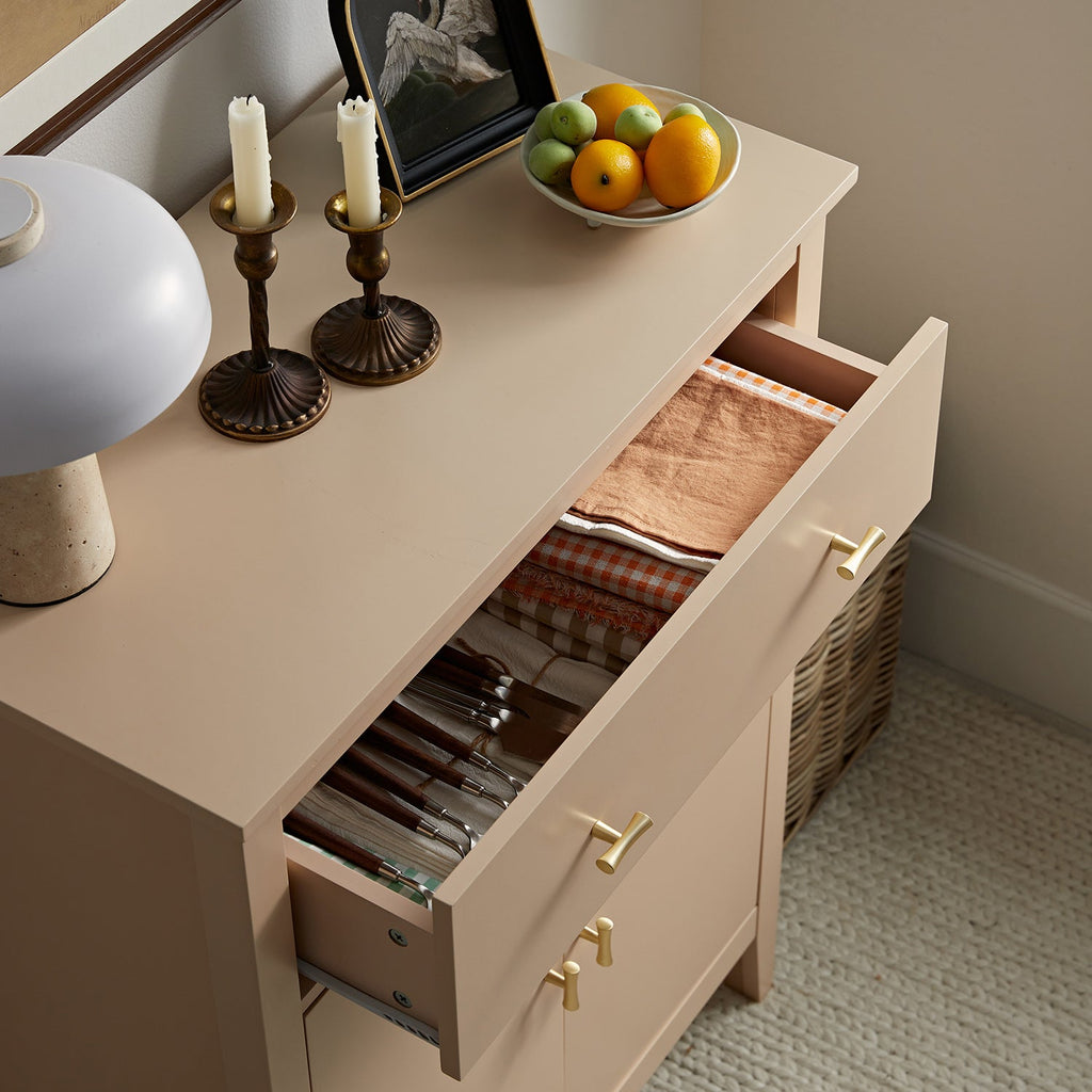 Oakham Small Sideboard with Drawer, Nude Pink