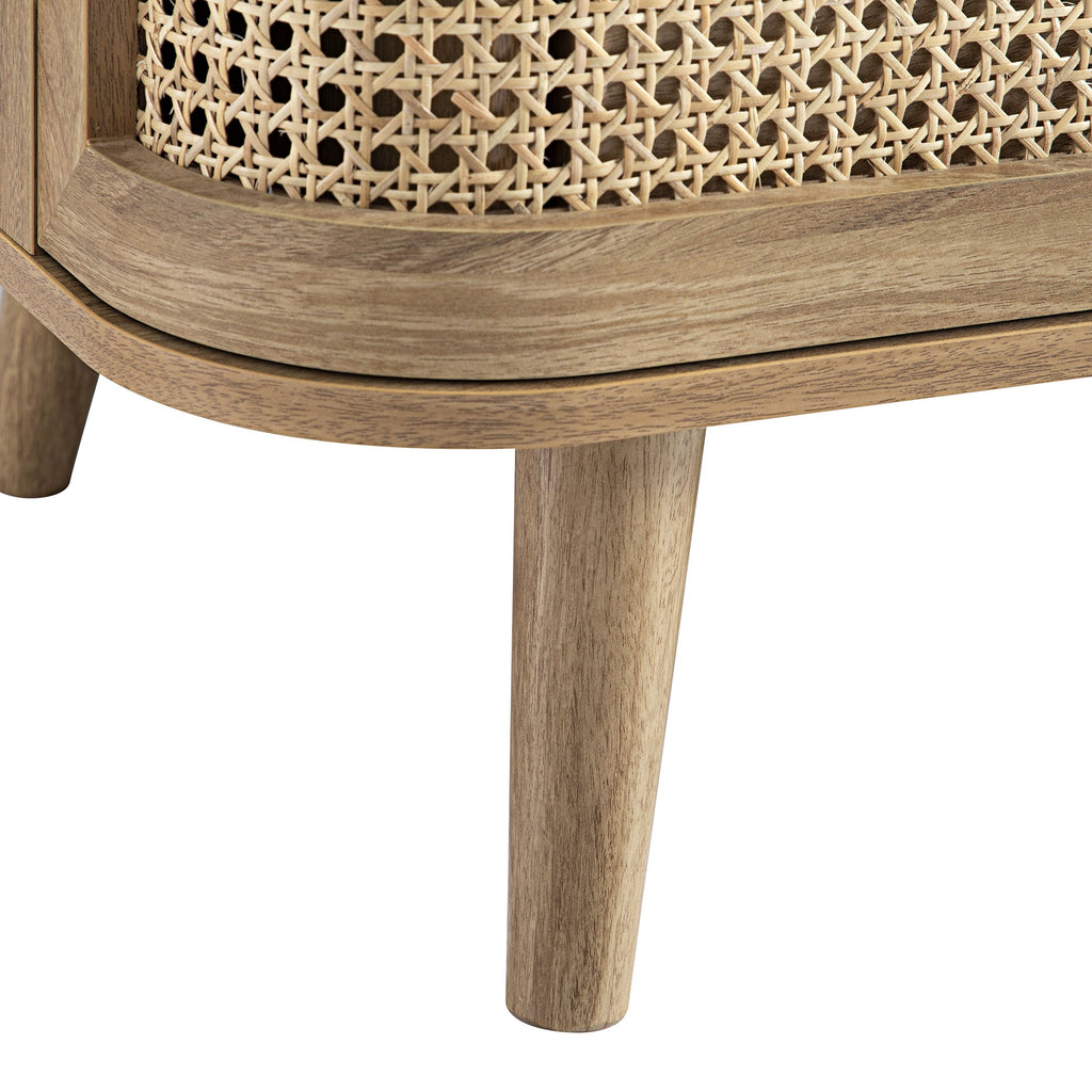 Izzy Curved Rattan Chest of 3 Drawers, Natural