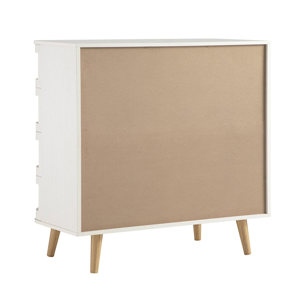 Izzy Curved Rattan Chest of 5 Drawers, White