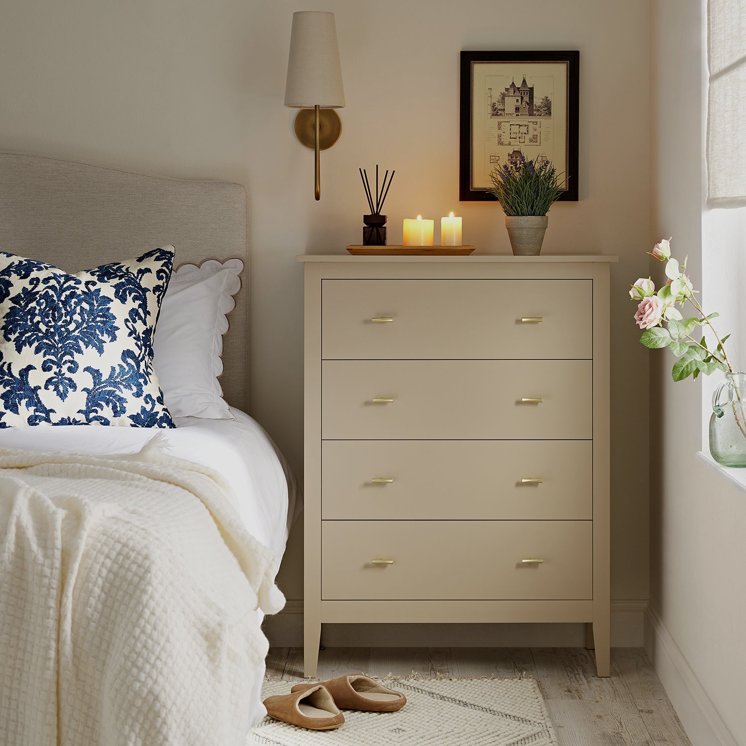 Oakham Chest of 4 Drawers, Deep Greige