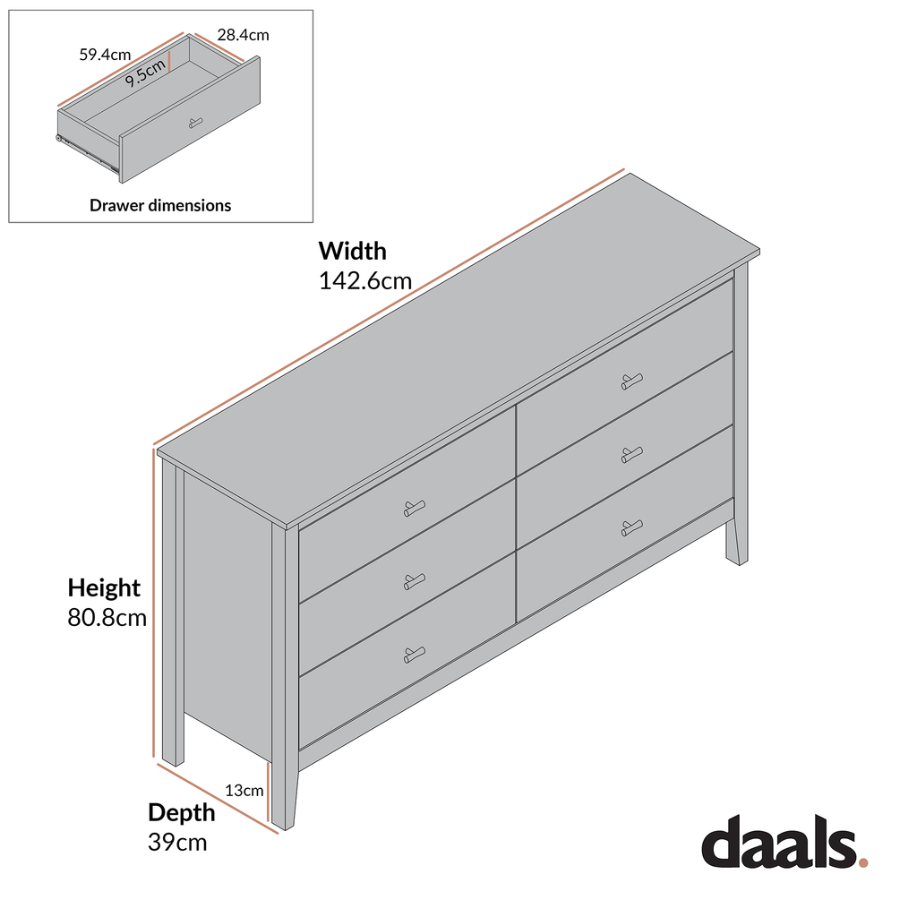 Oakham Chest of 6 Drawers, Wild Cherry