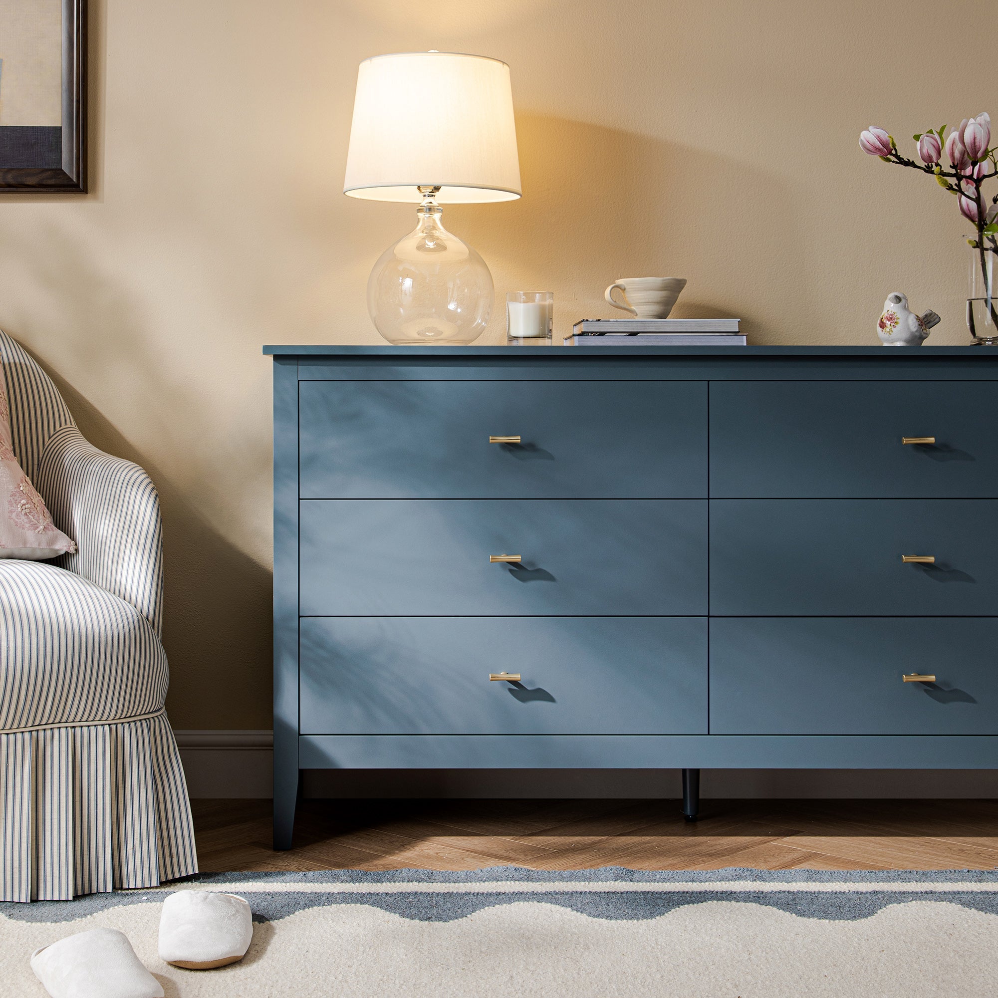 Oakham Chest of 6 Drawers, Stormy Blue