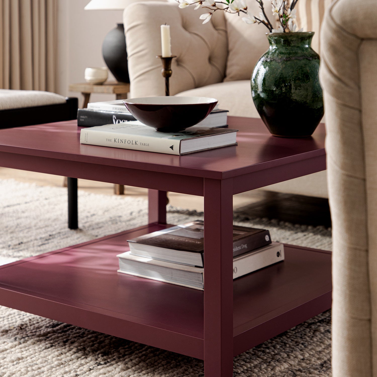 Oakham 80cm Square Coffee Table, Wild Cherry