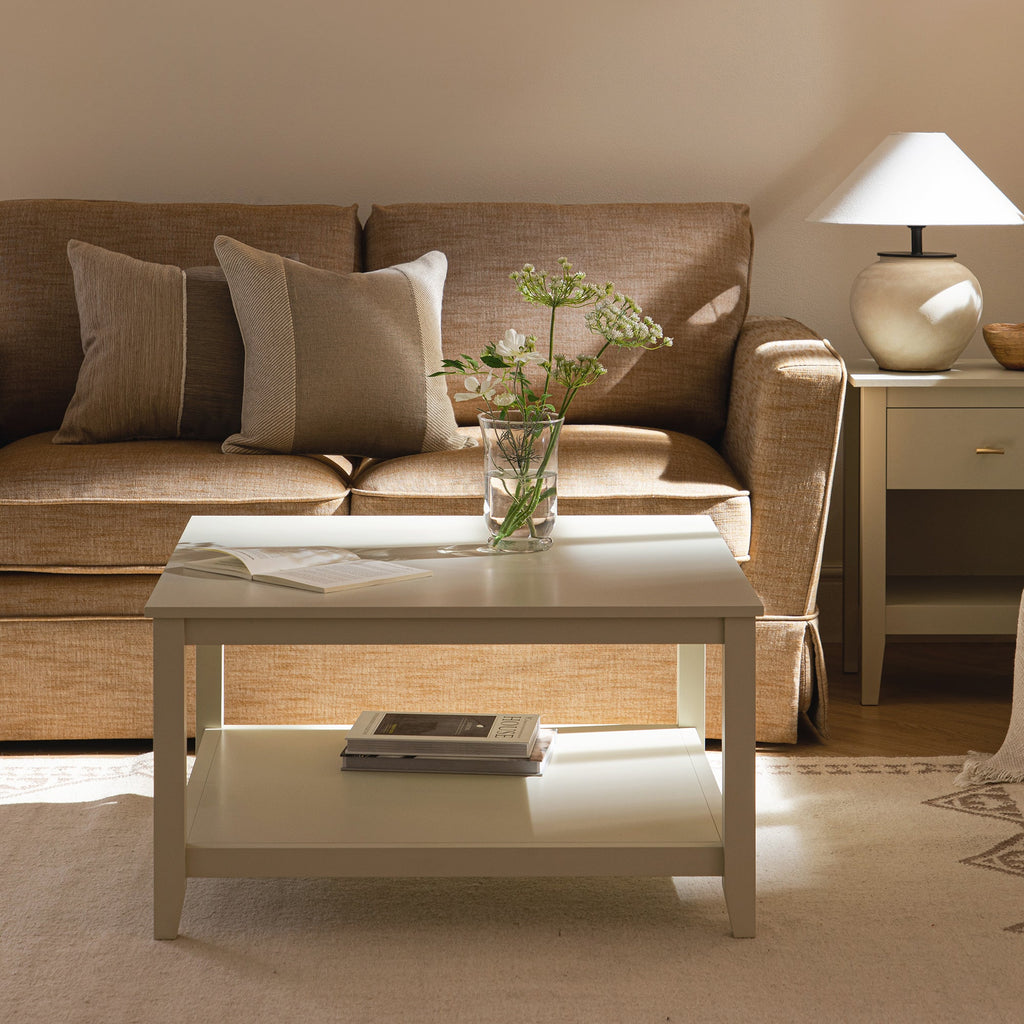 Oakham 80cm Square Coffee Table, Shaded White