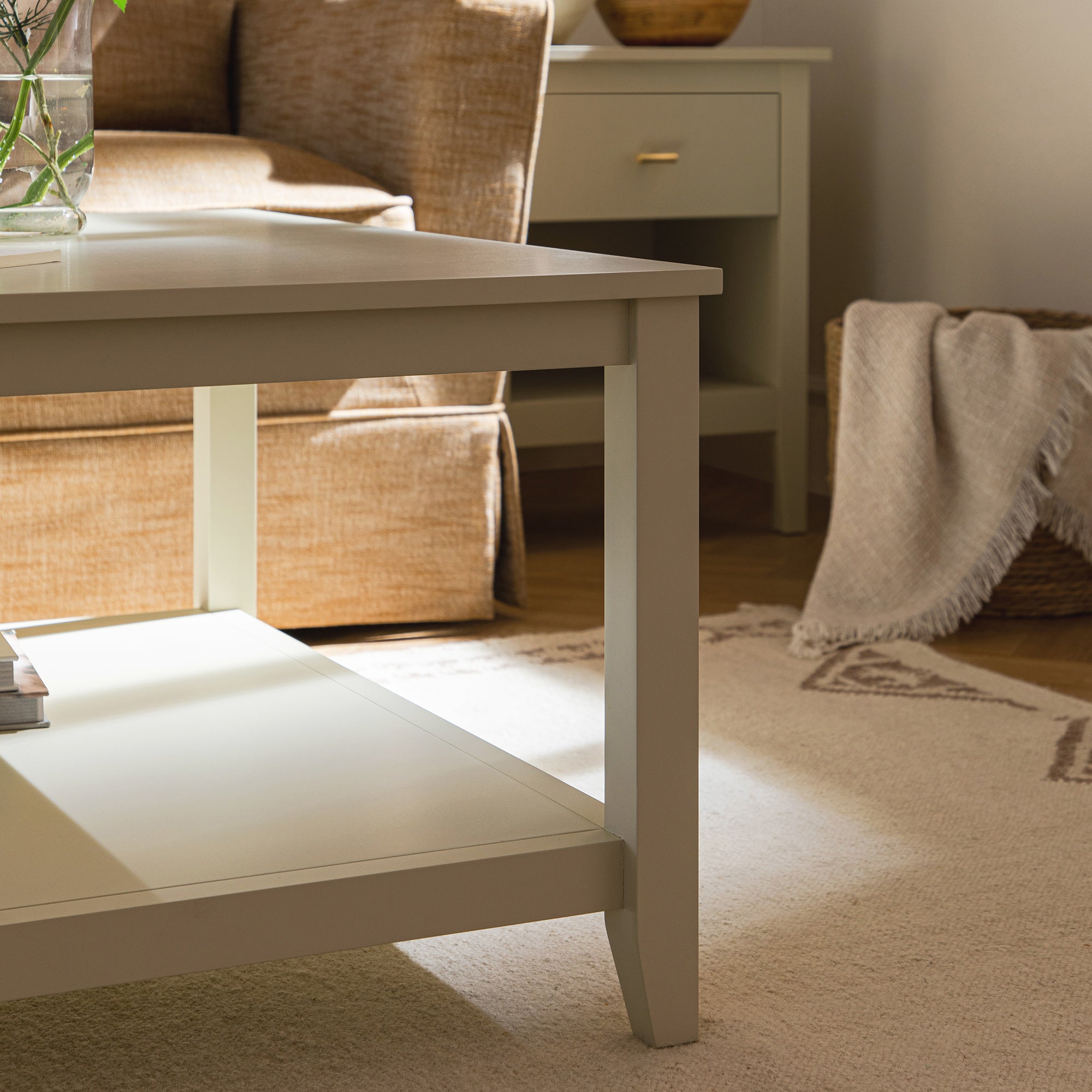 Oakham 80cm Square Coffee Table, Shaded White