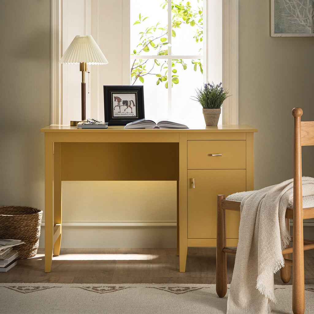 Oakham Writing Desk, Rattan Yellow