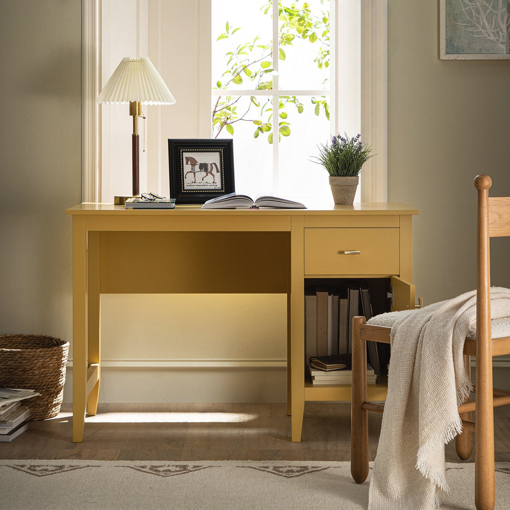 Oakham Writing Desk, Rattan Yellow