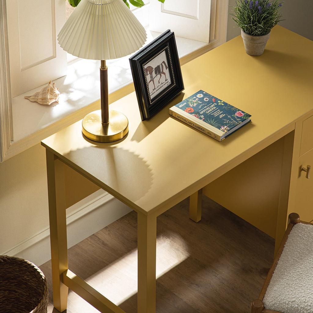 Oakham Writing Desk, Rattan Yellow