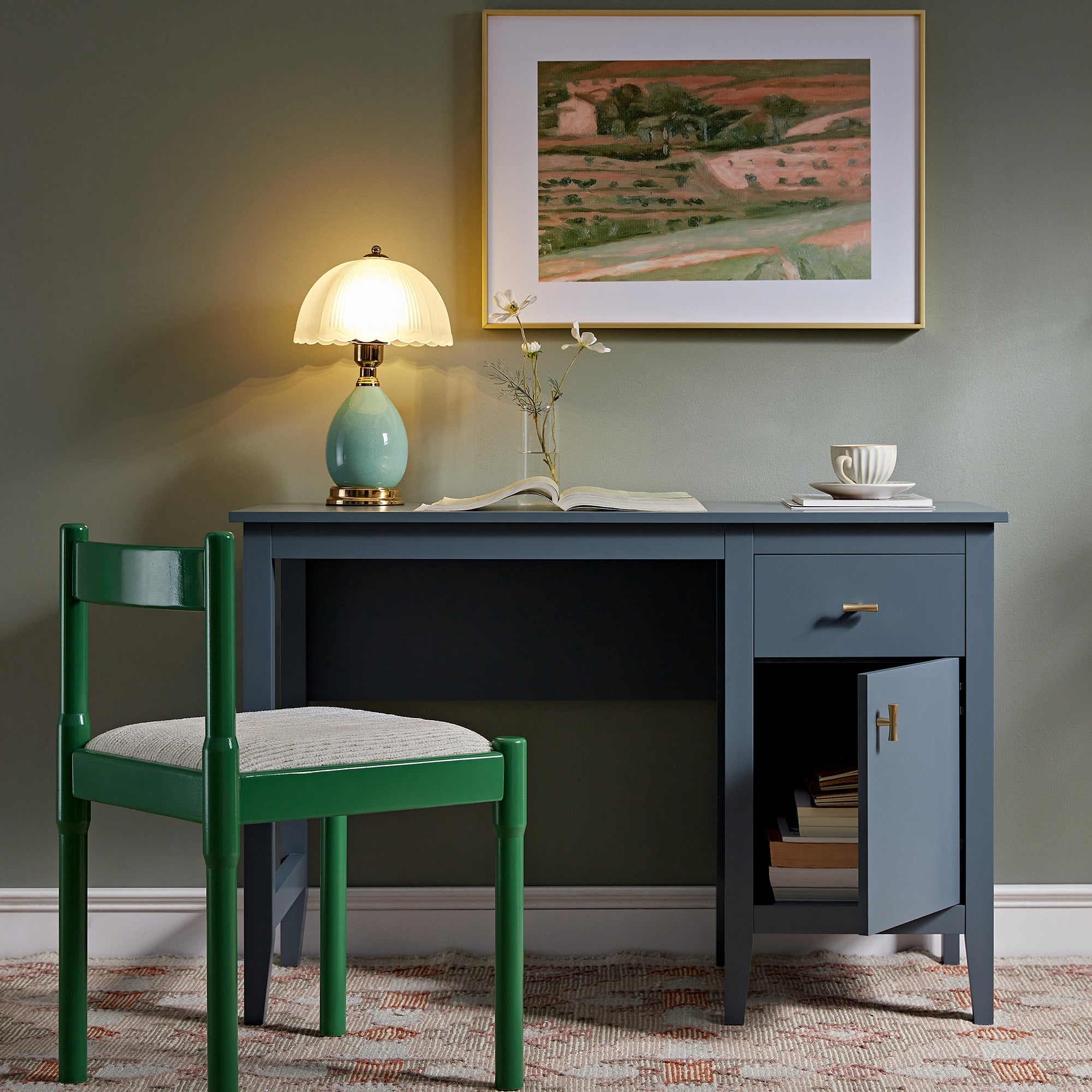 Oakham Writing Desk, Stormy Blue