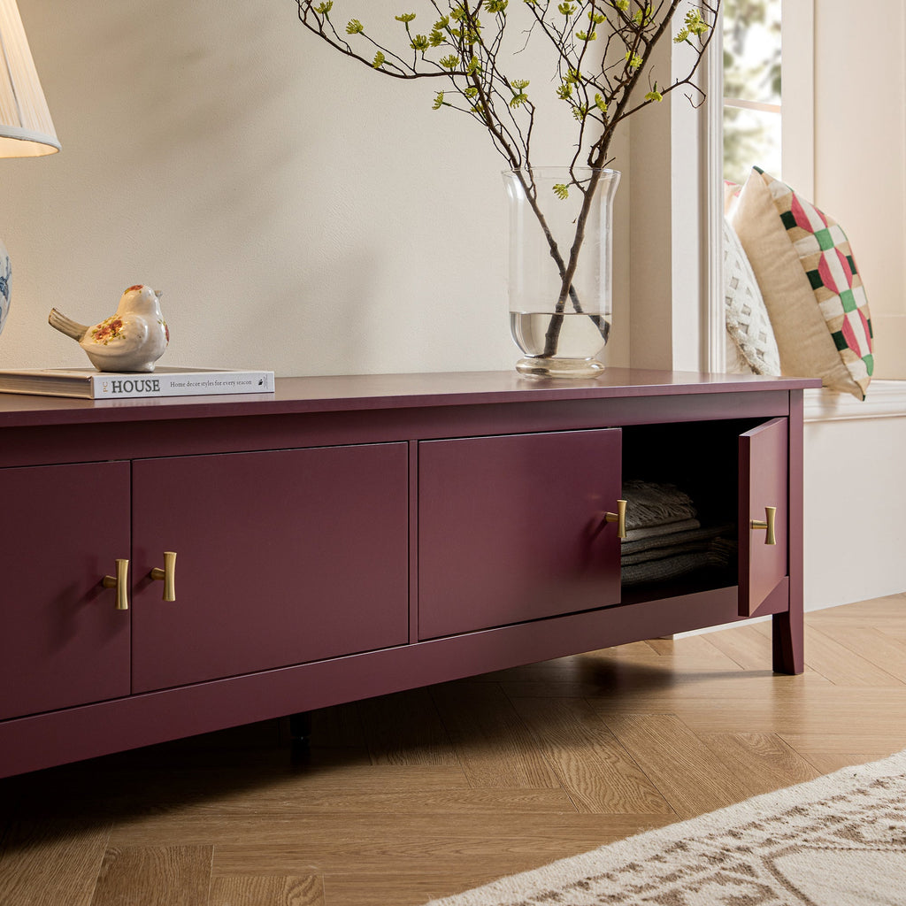 Oakham 180cm Wide TV Unit, Wild Cherry