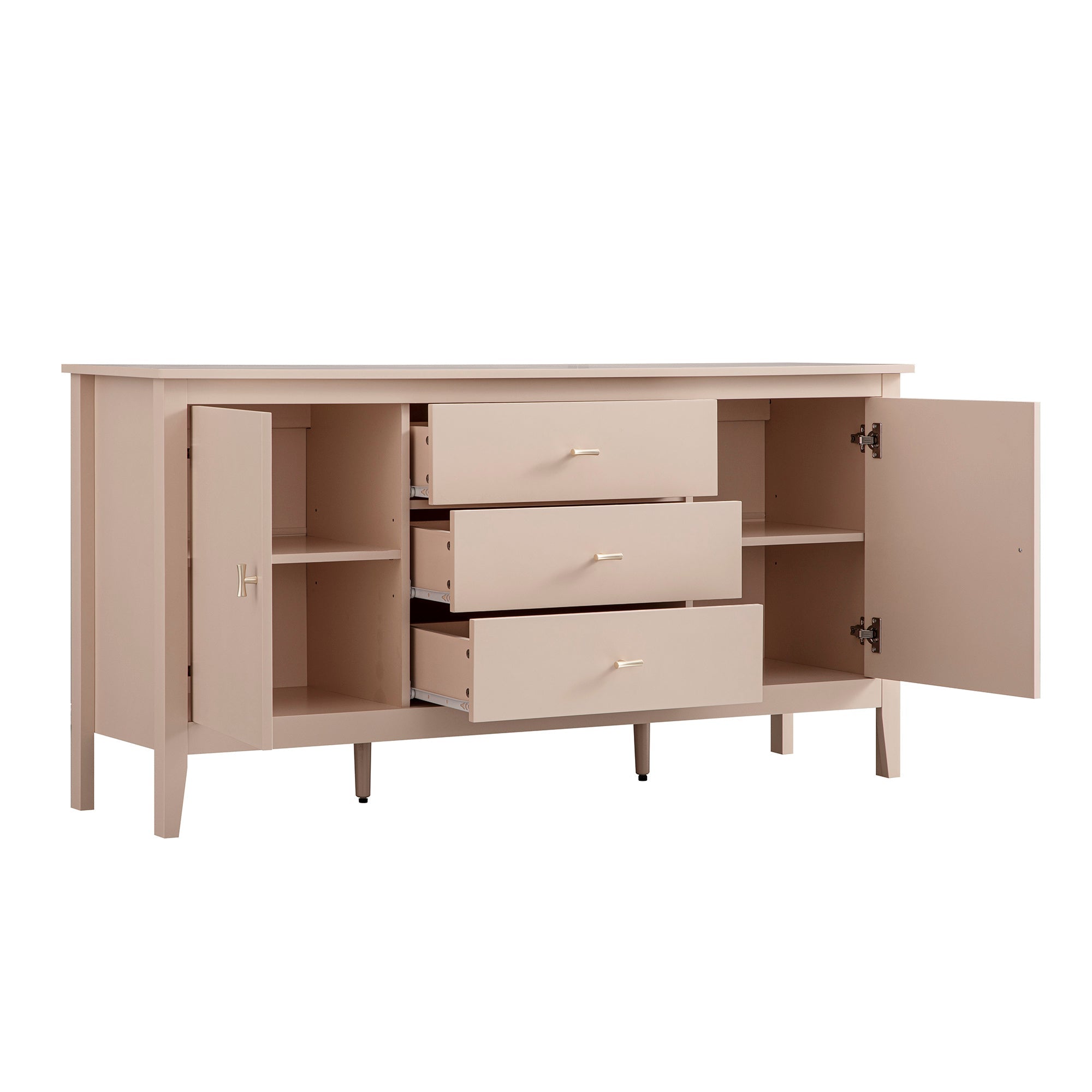 Oakham Wide Sideboard with Drawers, Nude Pink