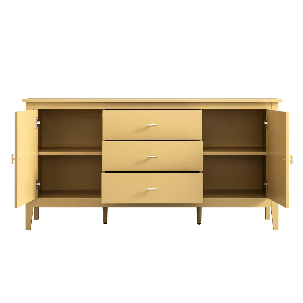 Oakham Wide Sideboard with Drawers, Rattan Yellow