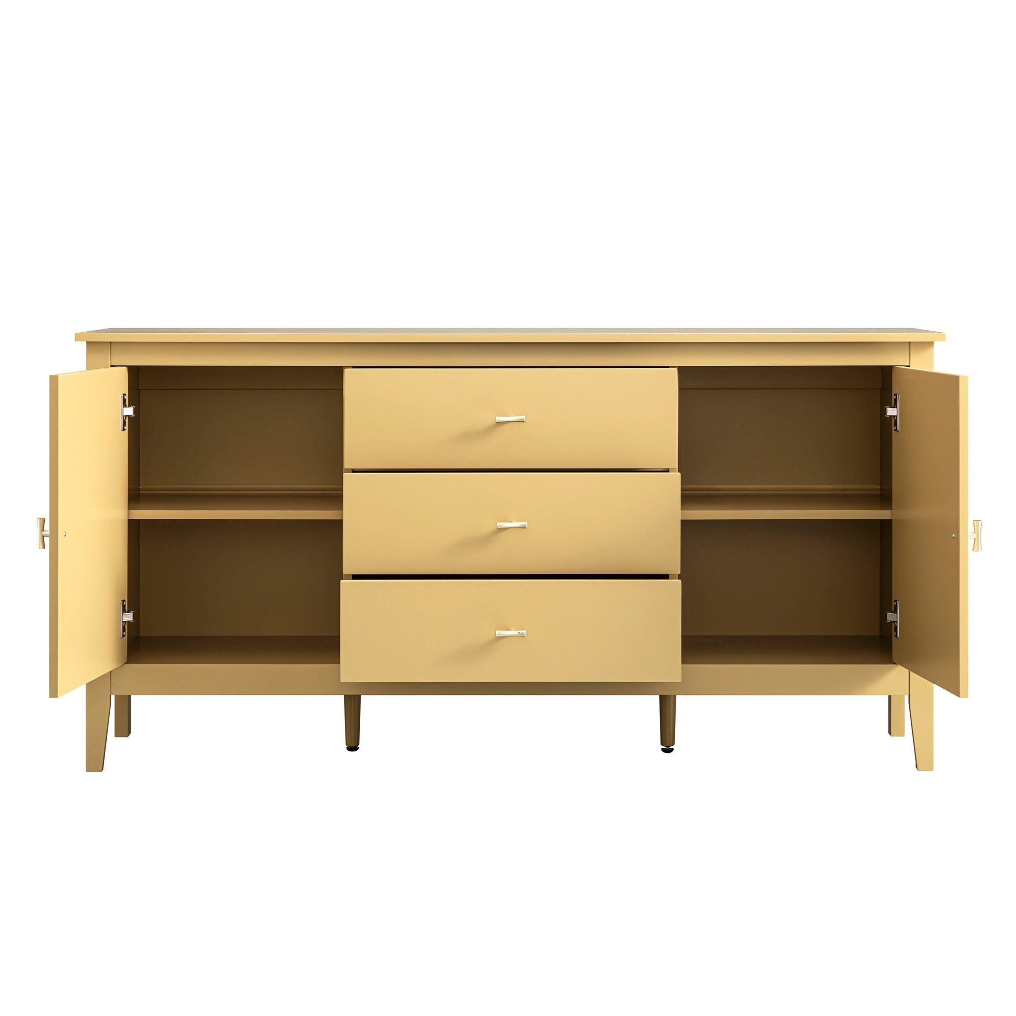 Oakham Wide Sideboard with Drawers, Rattan Yellow