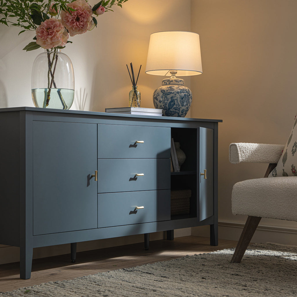 Oakham Wide Sideboard with Drawers, Stormy Blue