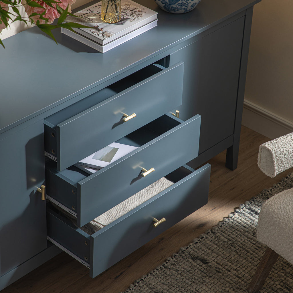 Oakham Wide Sideboard with Drawers, Stormy Blue