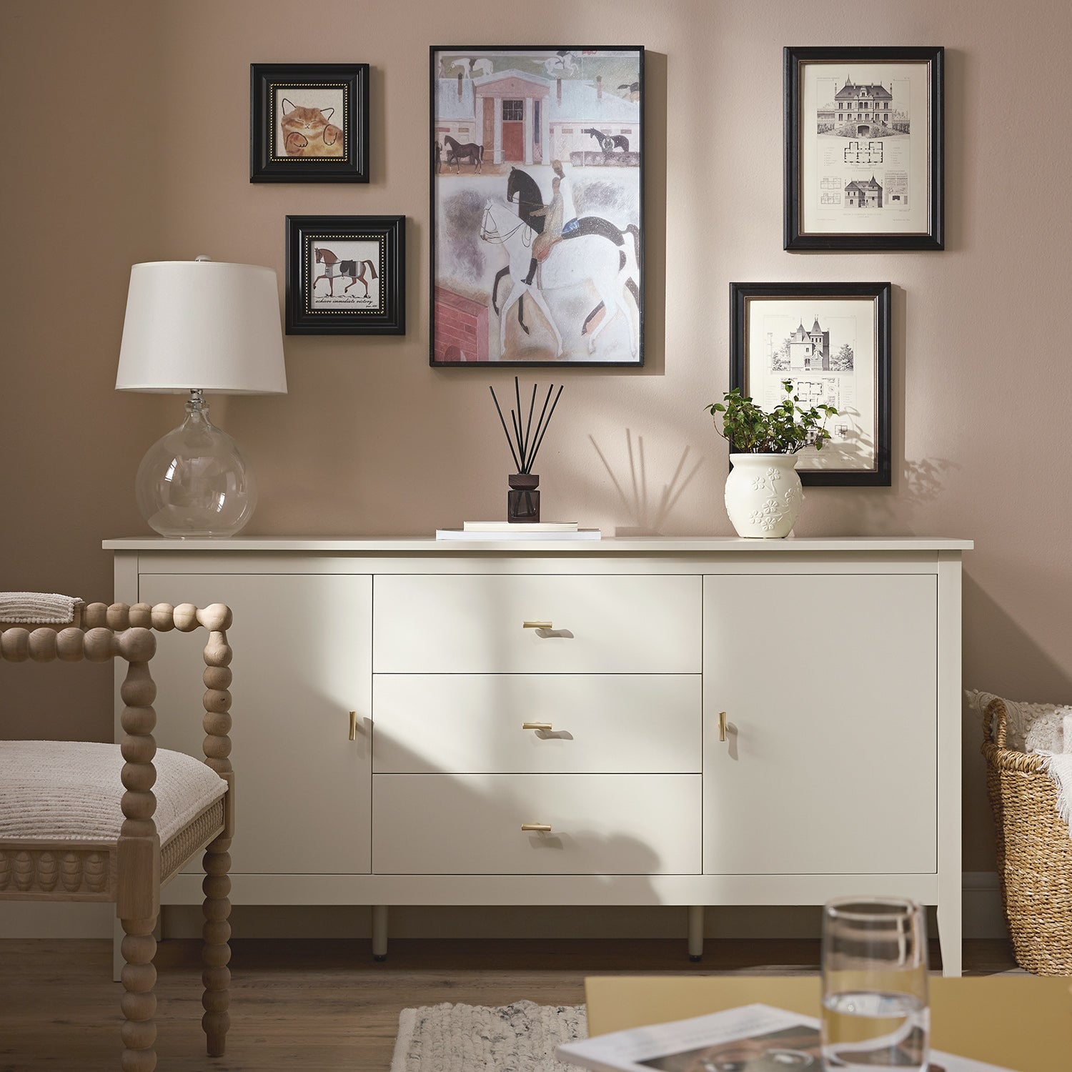 Oakham Wide Sideboard with Drawers, Shaded White
