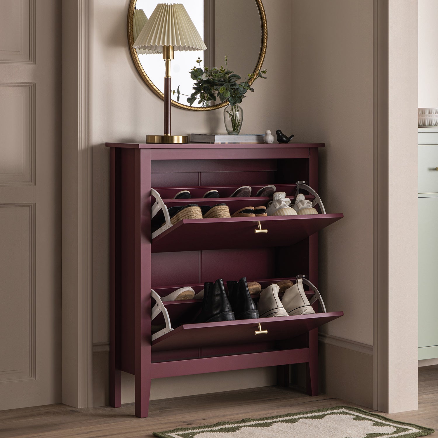 Oakham 2-Tier Shoe Cabinet, Wild Cherry