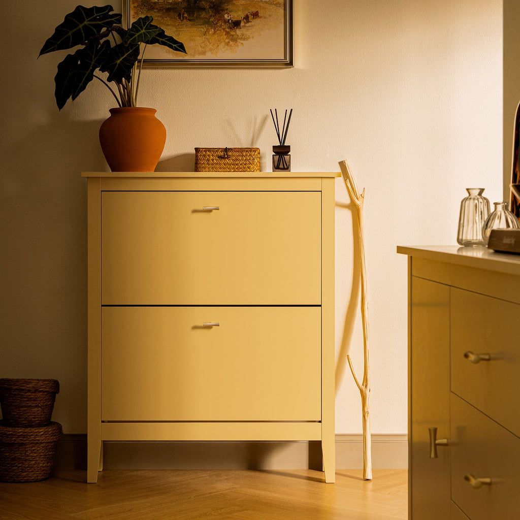 Oakham 2-Tier Shoe Cabinet, Rattan Yellow