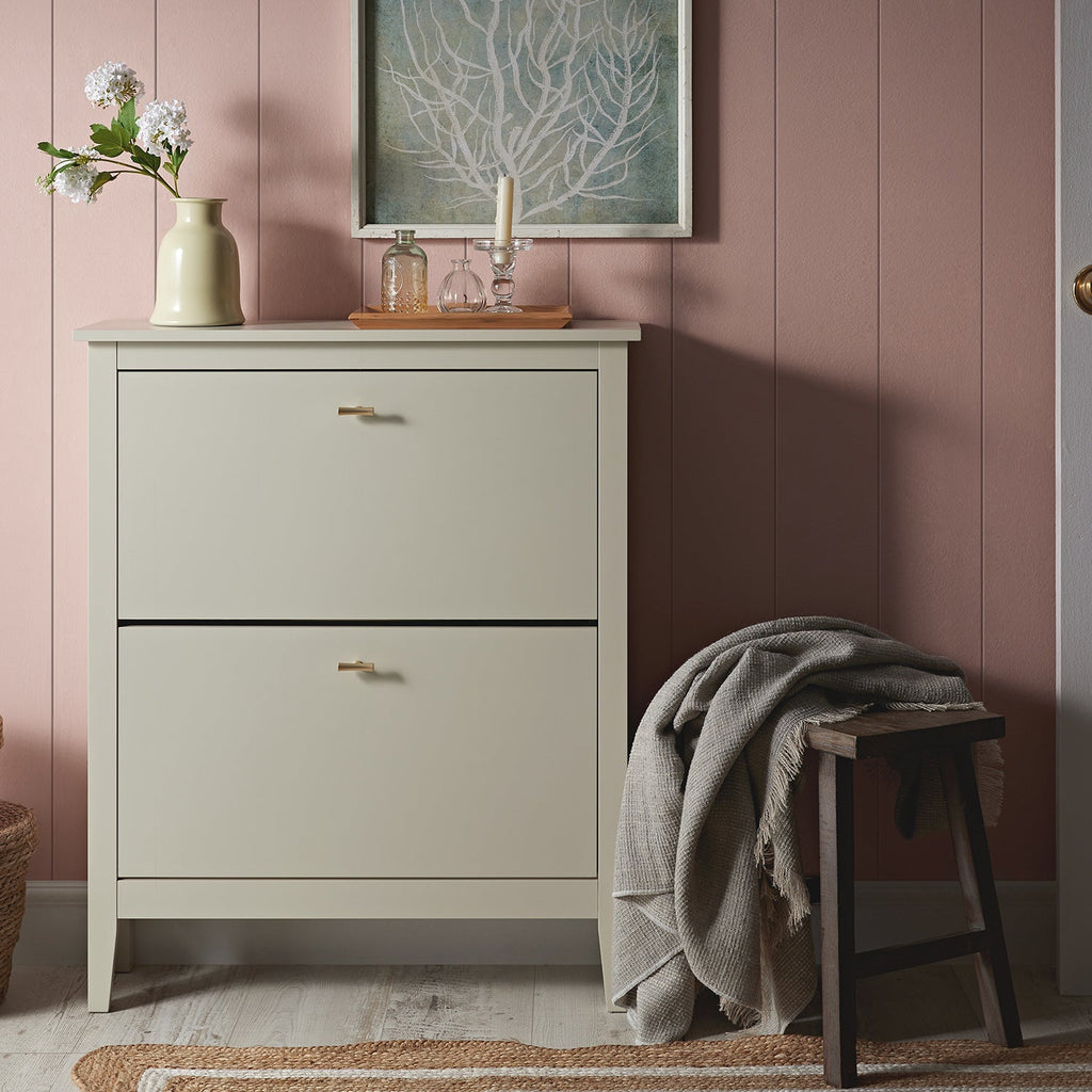 Oakham 2-Tier Shoe Cabinet, Shaded White