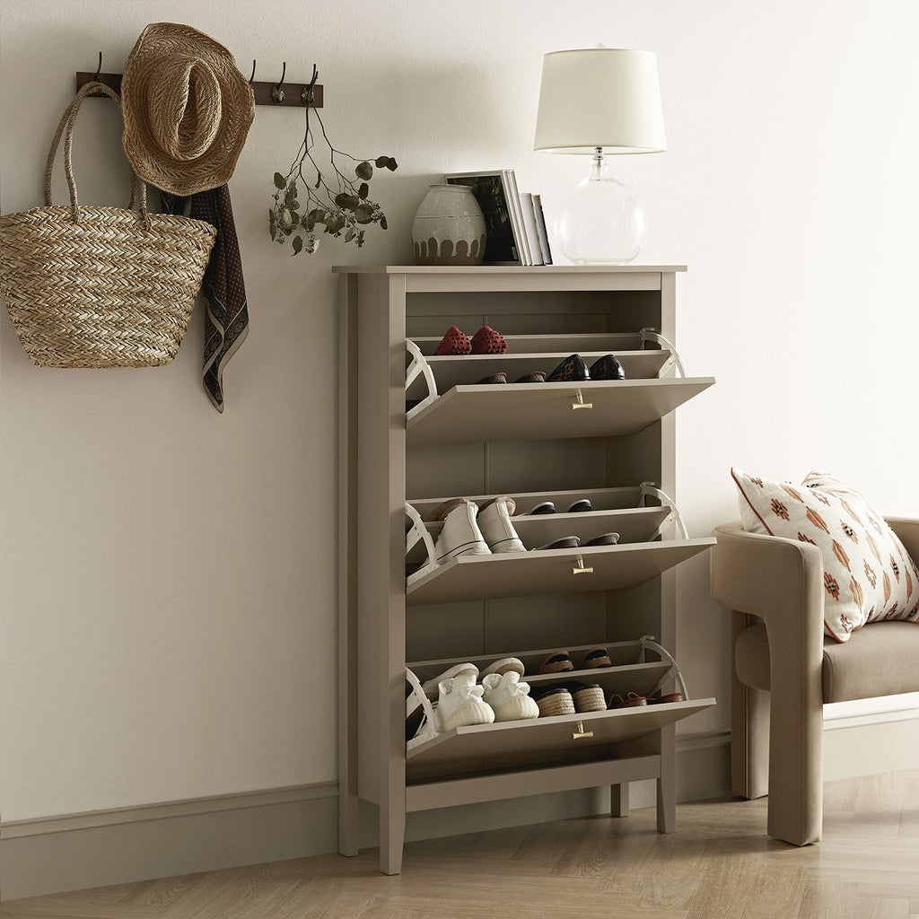 Oakham 3-Tier Shoe Cabinet, Deep Greige